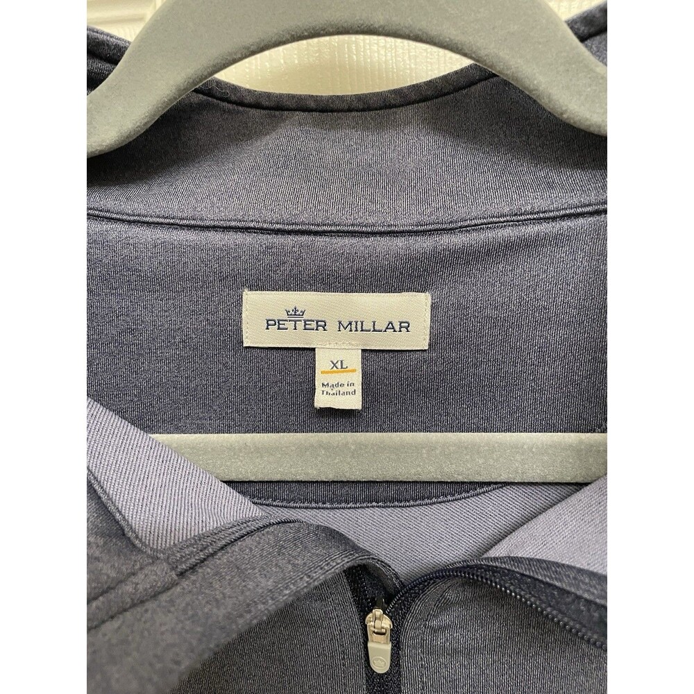 Peter Millar Men's XL Perth Mélange Performance Quarter-Zip Navy Blue - Picture 2 of 7